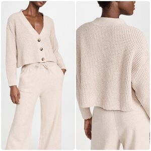 Eberjey Recycled Sweater Cropped Cardigan Oat